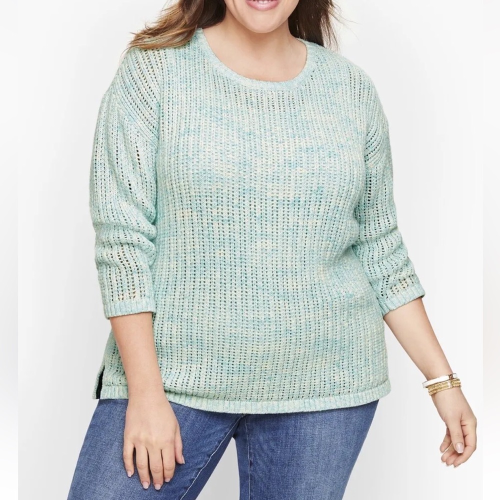 Talbots Open Stitch Space Dyed Crewneck Long Sleeve Pullover Sweater Size X
